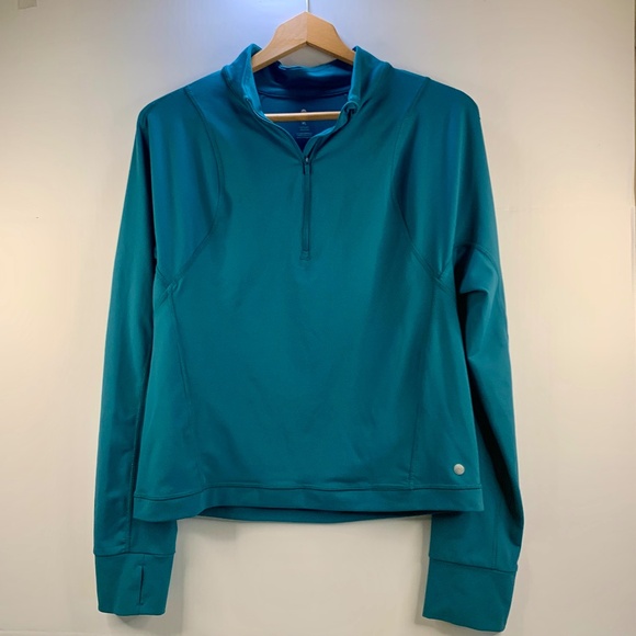 Women’s Alana athletic wear quarter zip blue/teal yoga-inspired fitness jacket - Picture 1 of 9